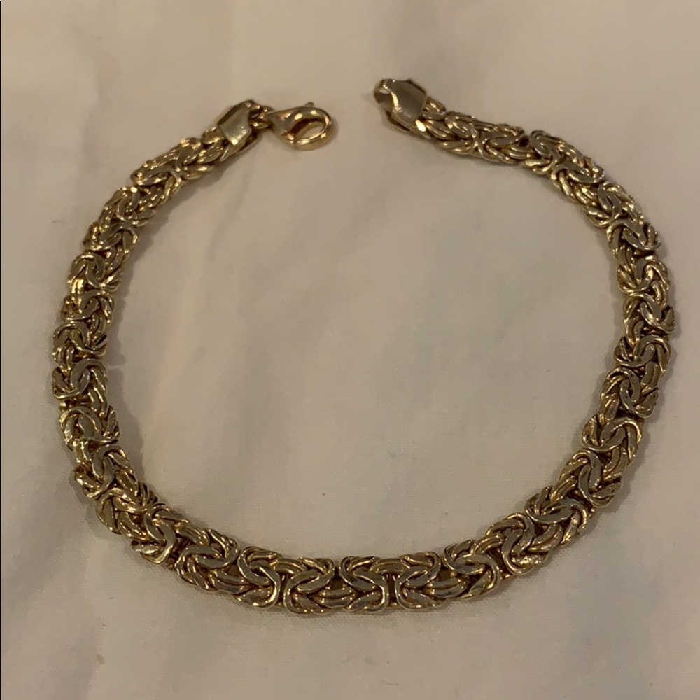 Gold Tone/Silver Stamped 8” Bracelet